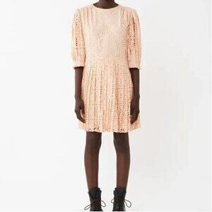 See by Chloe Perforated Laser Cut Mini Dress Honey Nude 36/6 spring romantic